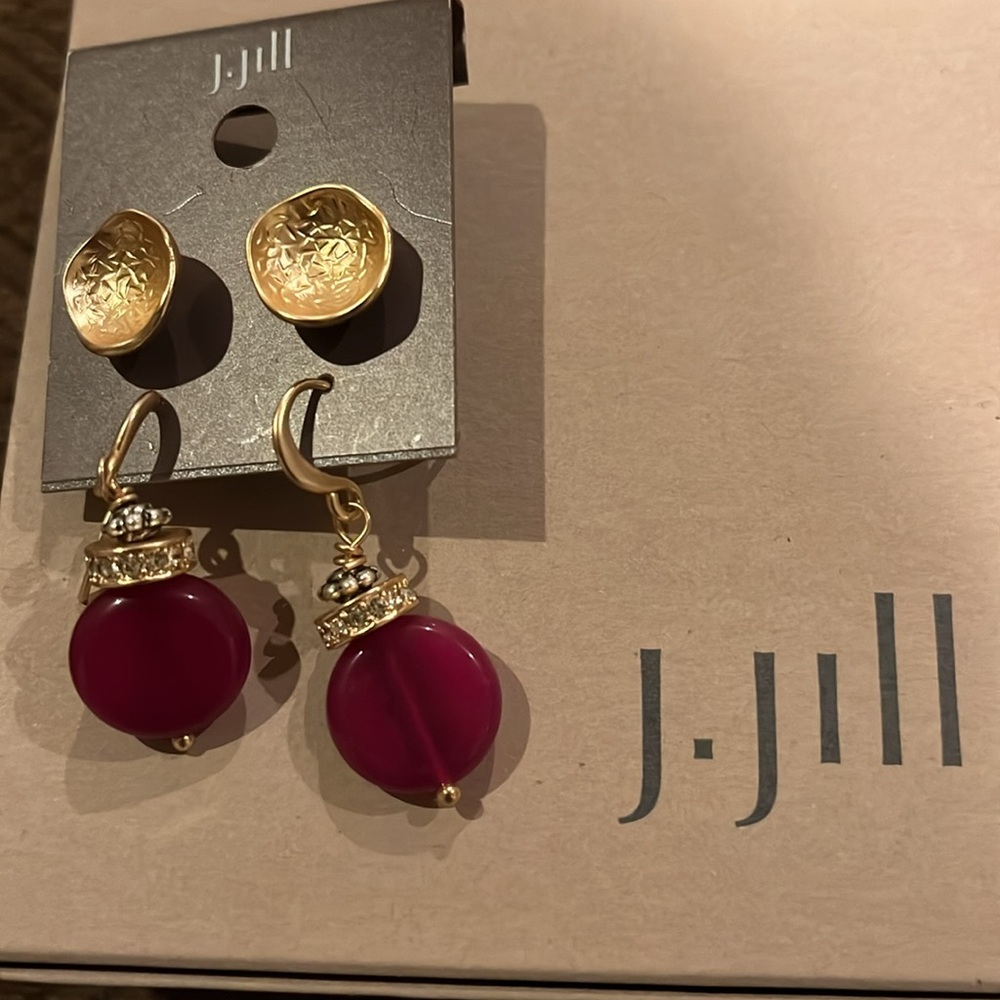 J.Jill Path-Less-Traveled Berry Stud Earring Set/NWT - Picture 4 of 8